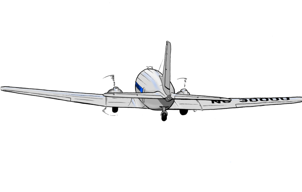 Douglas DC-3 DC3 airliner rear view