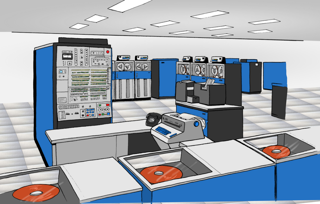 IBM S/370 mainframe computer illustration