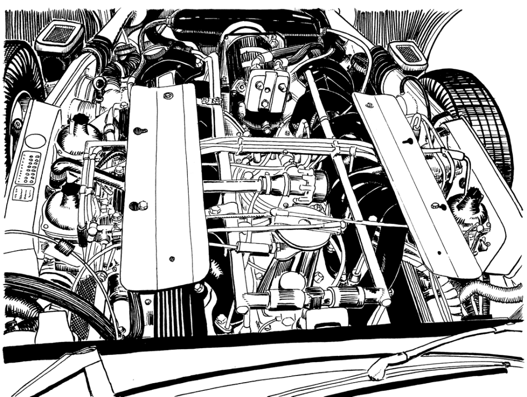 Jaguar E-type V-12 engine ink