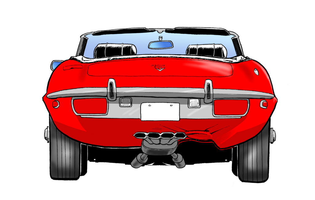 Jaguar E-type xke illustration rear view