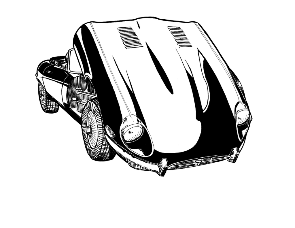 Jaguar E-type xke ink