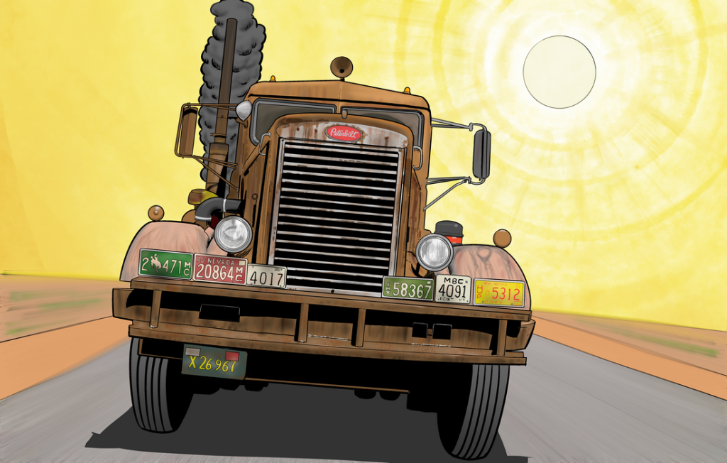 1961 Peterbilt truck from the movie Duel illustration