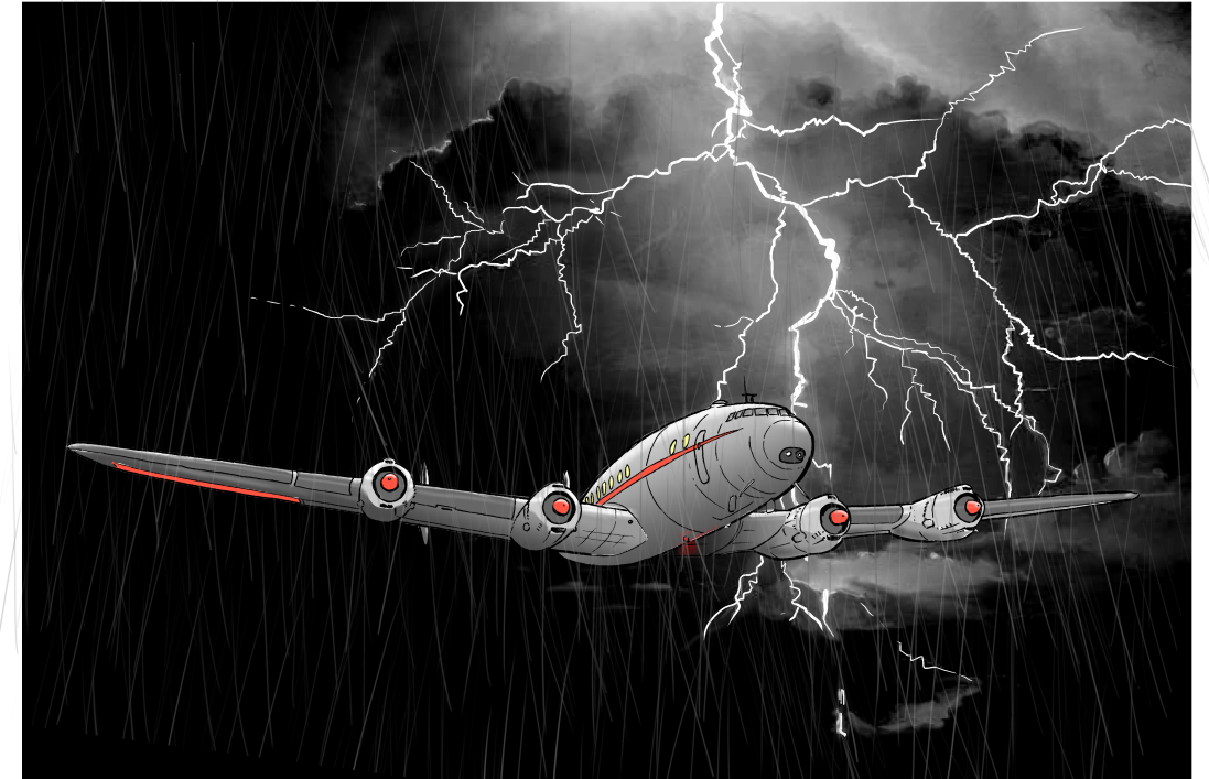 Lockheed Constellation in a thunderstorm