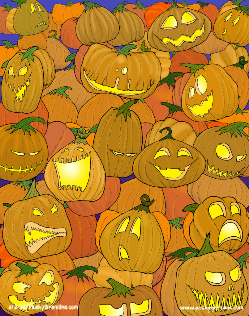 Spooky Background Pumpkin Patch Jack o Lantern