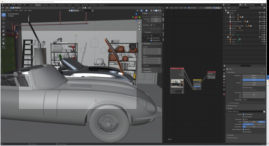 garage corvette jaguar render