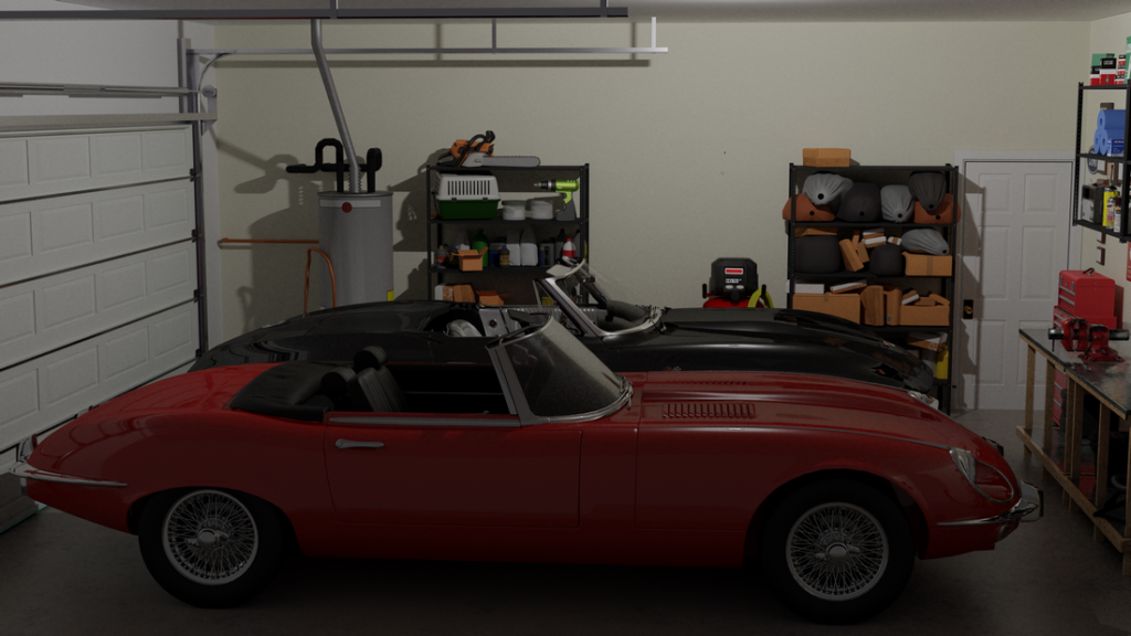 garage corvette jaguar render