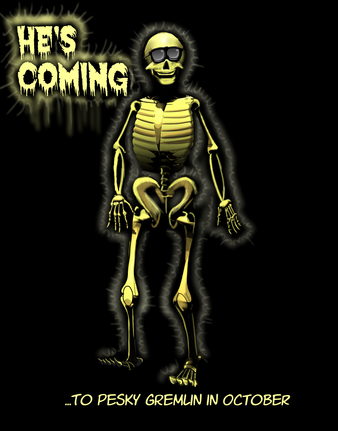 Slim, the world's most famous glow-in-the-dark skeleton